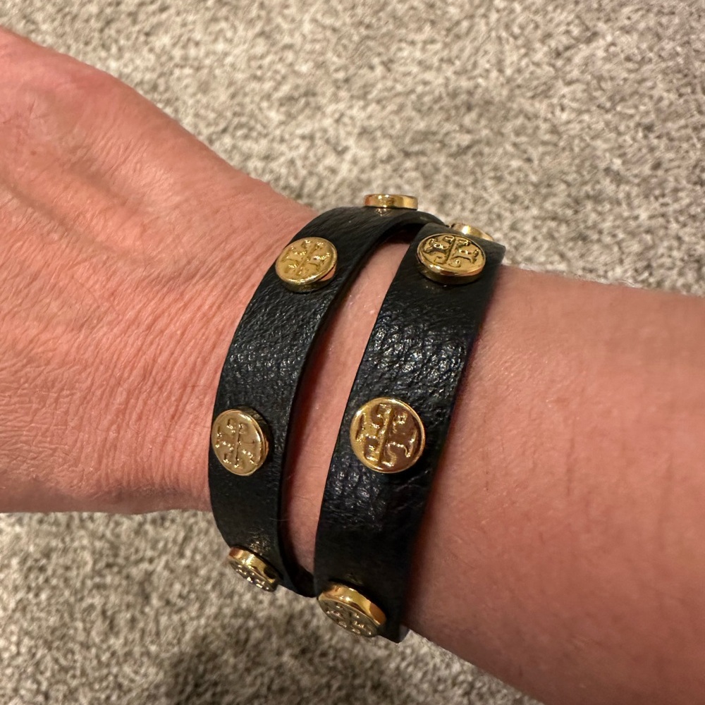 Authentic Tory Burch Wrap Black & Gold Bracelet-EUC